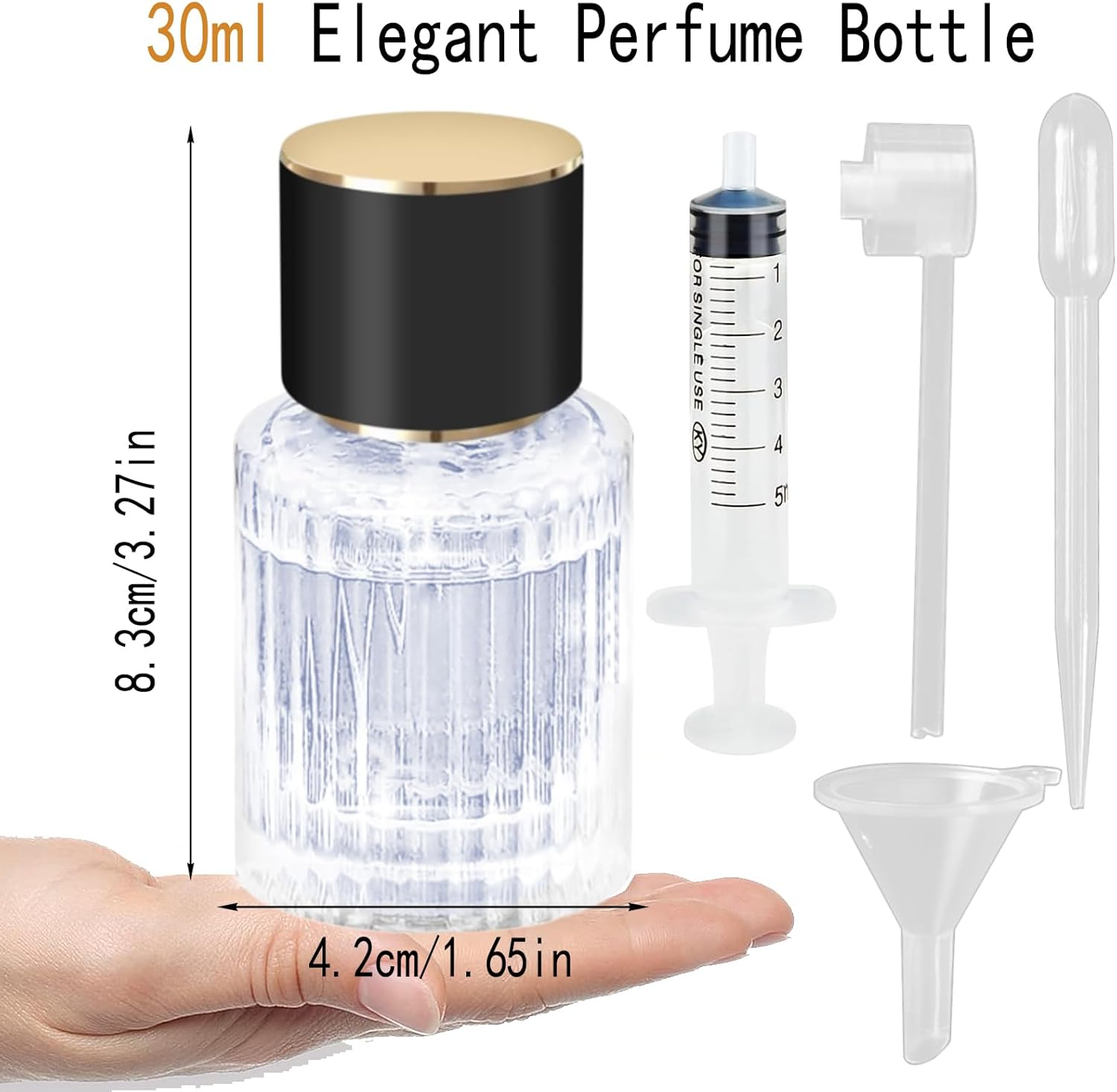 Atb-Foger 30 Ml, 2 Pieces, round Perfume Spray Bottle, Perfume Atomiser Glass for Perfume, Travel, Cosmetics with Funnel, Pipettes and Other Accessories image number 2