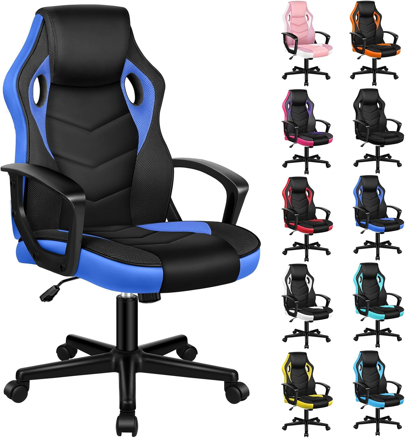 ALFORDSON Office Chair with Height Adjustable SGS Listed Gas Lift, PU Leather Upholstery Home Ergonomic Desk Chair, Padded Computer Chair for Gaming, Max 180Kg, Mega Black