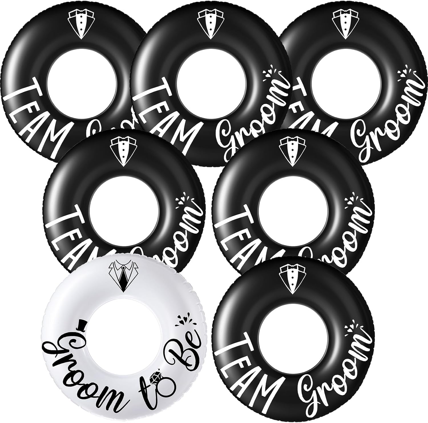 7 Pcs Groom Pool Float Funny Bachelor Party Decorations Inflatable Pool Tubes for Adults 47.24 Inch Team Groom Pool Floaties Party Favors for Bachelor Groom Shower Party image number 3