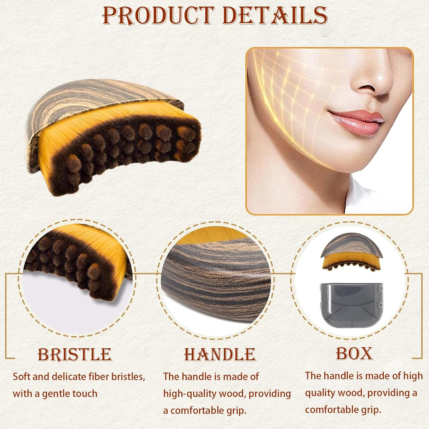 Lymphatic Contour Face Brush, Massager Contour, Lymphatic Drainage Massager Chin, Lymphatic Brushes Face, Dry Brushes, Face Brush, Lymph Brush Face, for Face Massage image number 5