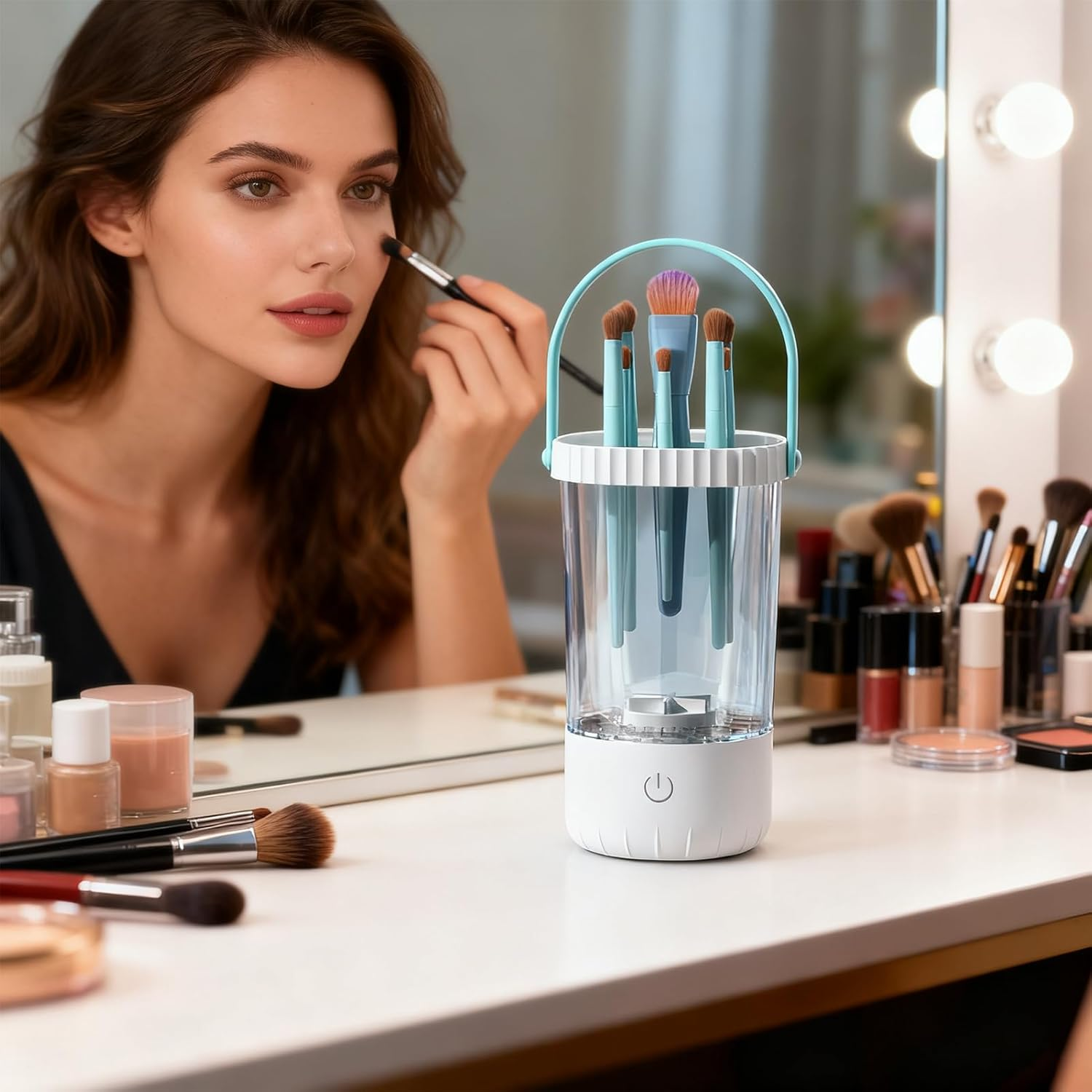Electric Makeup Brush Cleaner Machine - Portable Make up Tool Cleaner Aid | USB Charging Cosmetic Cleaners Device, Automatic Makeup Brush Cleaning Tool for Girlfriend Wife Friend Daughter Family image number 4
