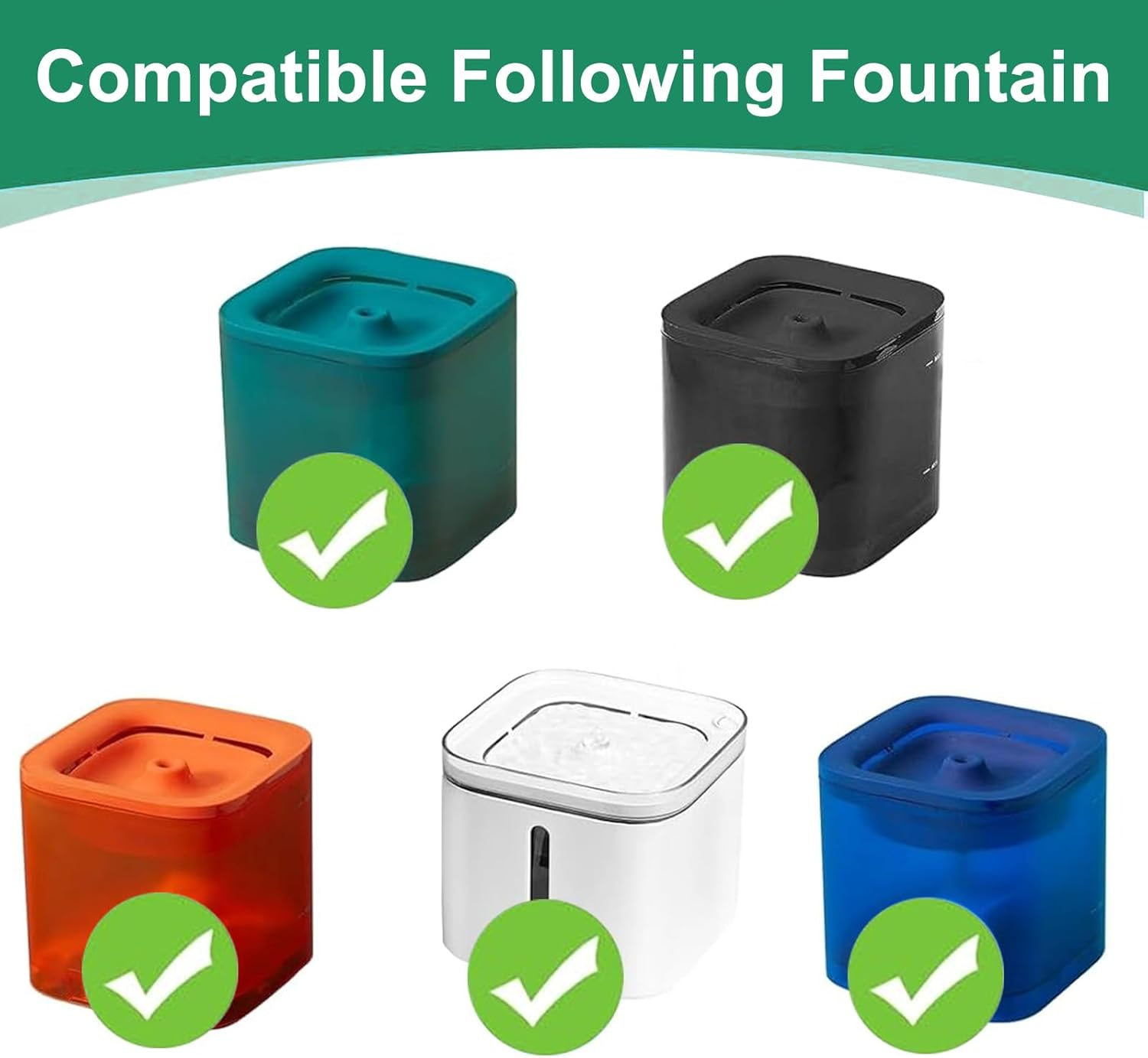 Hantoc 5 Packs Cat Water Fountain Filters, Replacement Pet Water Fountain Filters Activated Carbon Filter for 1.85L Cat Fountain 2.0 & 3.0 Cat Fountain with Active Carbon