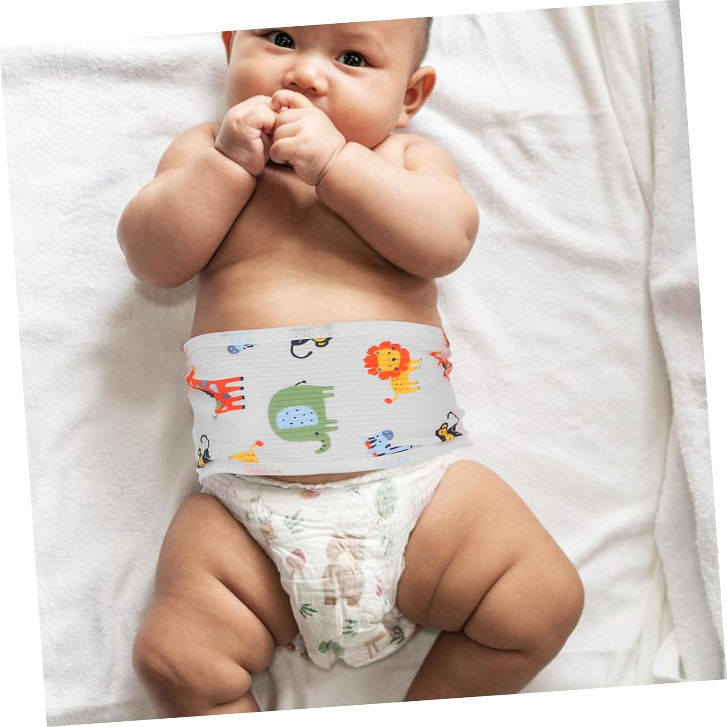 4Pcs Newborn Infant Belly Band Baby Belly Protector for Gas and Colic, Elastic Soft Navel Strap Mixed Animal Patterns, Breathable Summer Abdomen Wrap for Baby Supplies