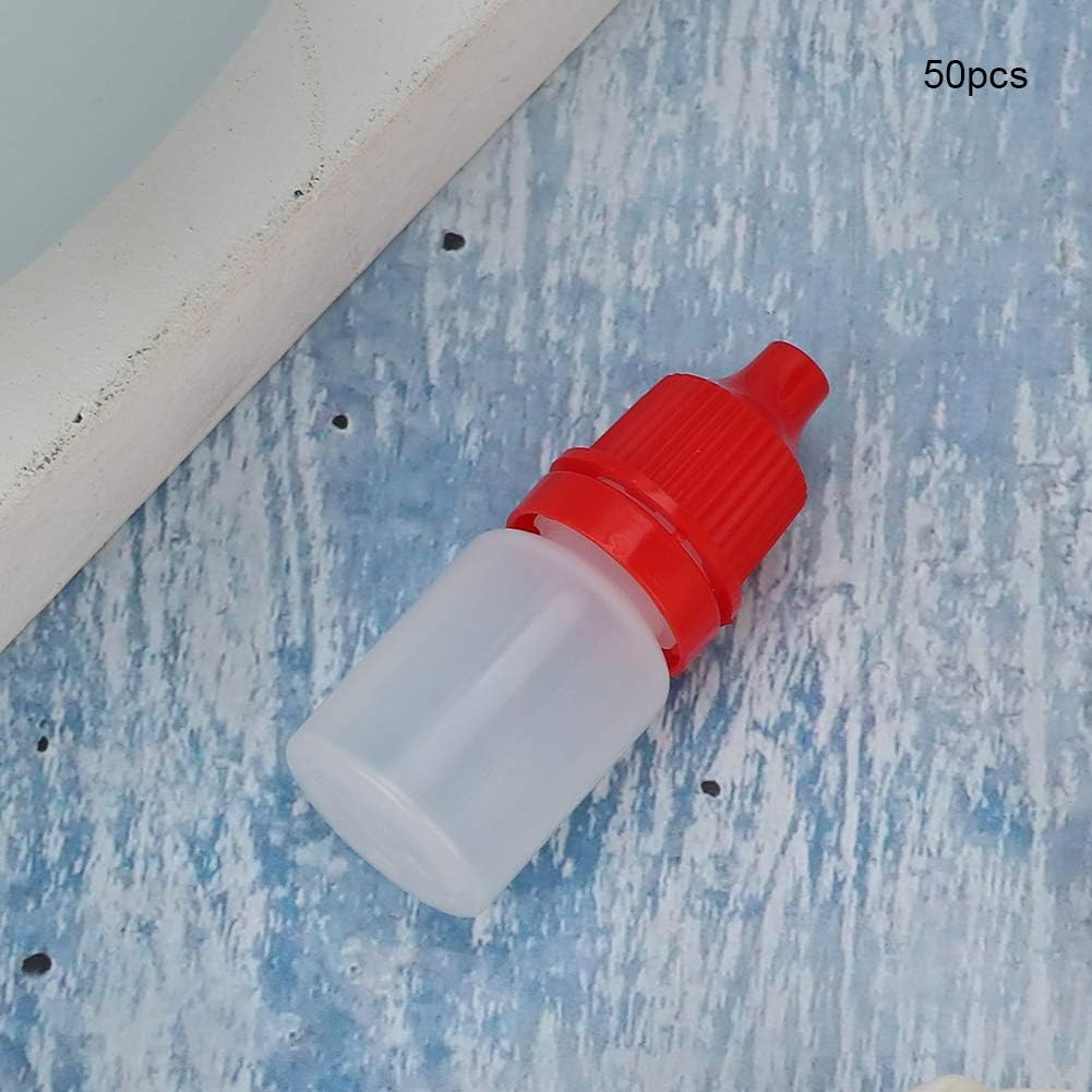50PCS 5Ml Empty Clear Plastic Squeezable Dropper Bottles Refillable Eye Liquid Dropper Containers for Eye Drops Ear Drops Essential Oils (Red) image number 1