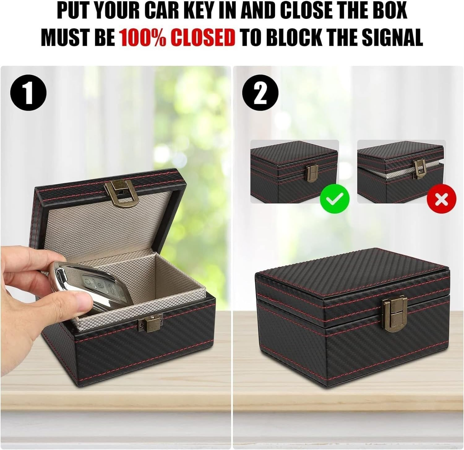 Car Keys Faraday Box Car Key Signal Blocker Box with 2 Pack Keyless Entry Faraday Pouch Anti-Theft RFID Protector, Keyless Cars Security anti Theft Bags image number 6
