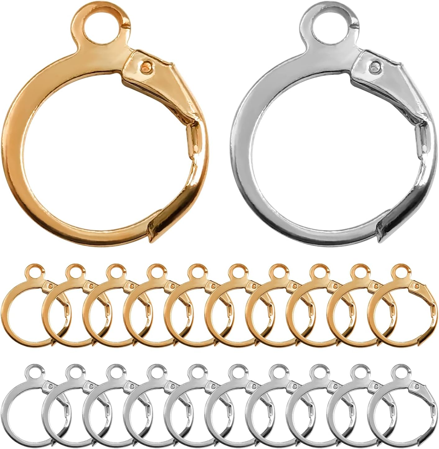 Topbine 200PCS Hypoallergenic French Earring Hooks Leverback Earwires round Earring Hooks Earring Supplies Findings Ear Wire with Open Loop for Earring Designs Jewelry Making Findings image number 1