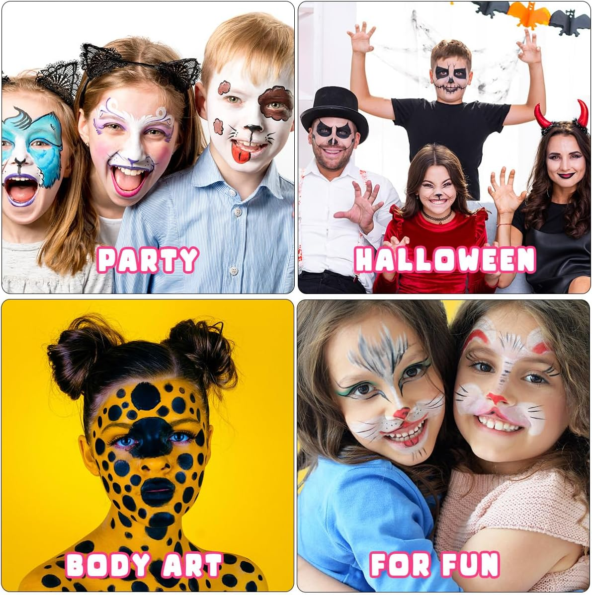 Bowitzki Face Painting Kit for Kids 23 Colors Water Based Face Paint Kit Non Toxic Professional with Stencils Brushes for Parties Birthdays Halloween Christmas Body Makeup image number 3