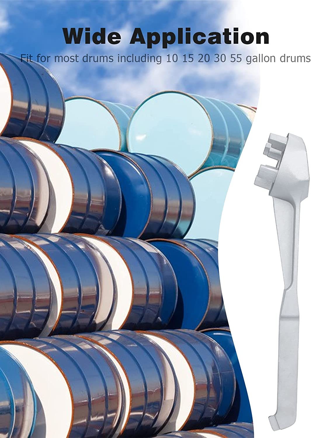 Mellbree Aluminum Bung Wrench - Gallon Drum Opener Tool for 10, 15, 20, 30, 50, 55 Gallon Barrels - Fits 2 Inch and 3/4 Inch Bung Caps image number 3