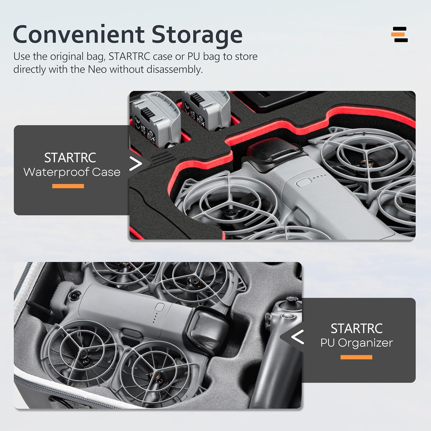 STARTRC Gimbal Bumper Guard for DJI Neo 2 Accessories, ABS Anti-Collision Gimbal Protection for DJI Neo 2 Drones - Orange image number 6