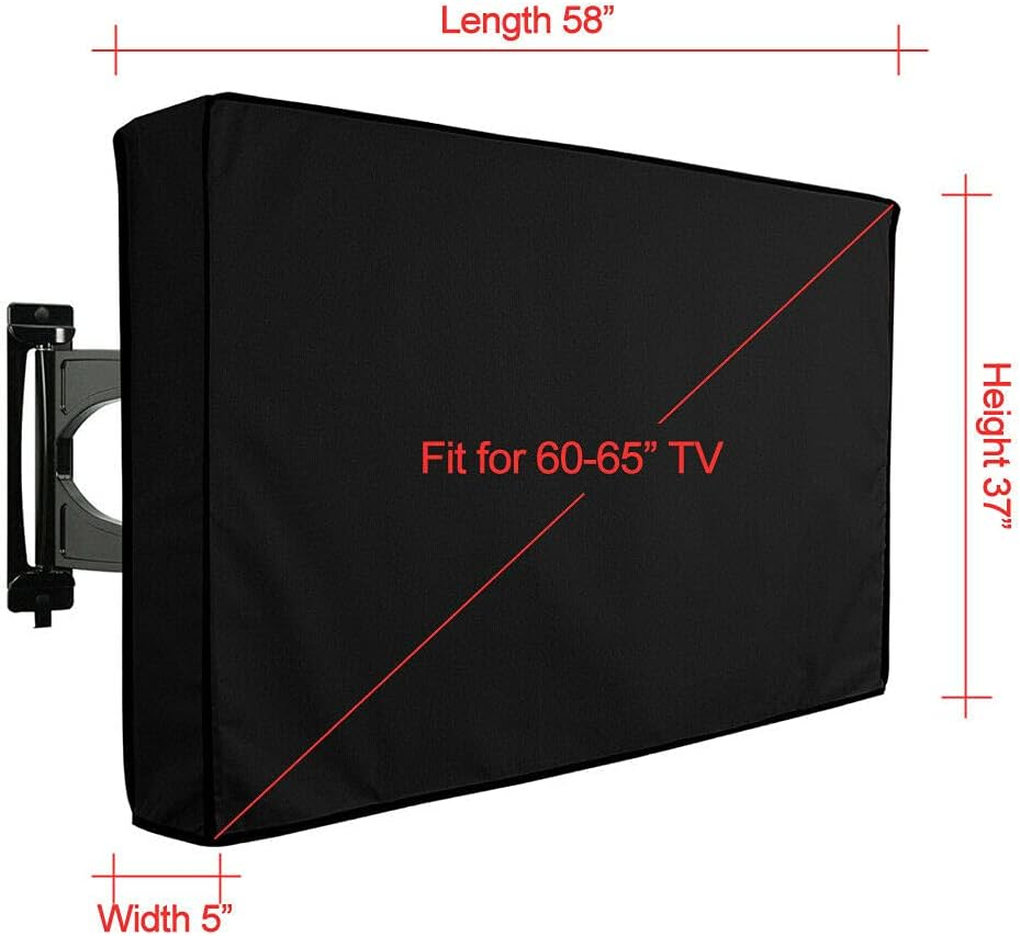 Outdoor Waterproof TV Cover, 600D Heavy Duty Oxford Full Flat Screen Television Protector, Weather UV Water Dust Proof Cover for 50" to 70" TV (For 60-65 Inch TV) image number 4