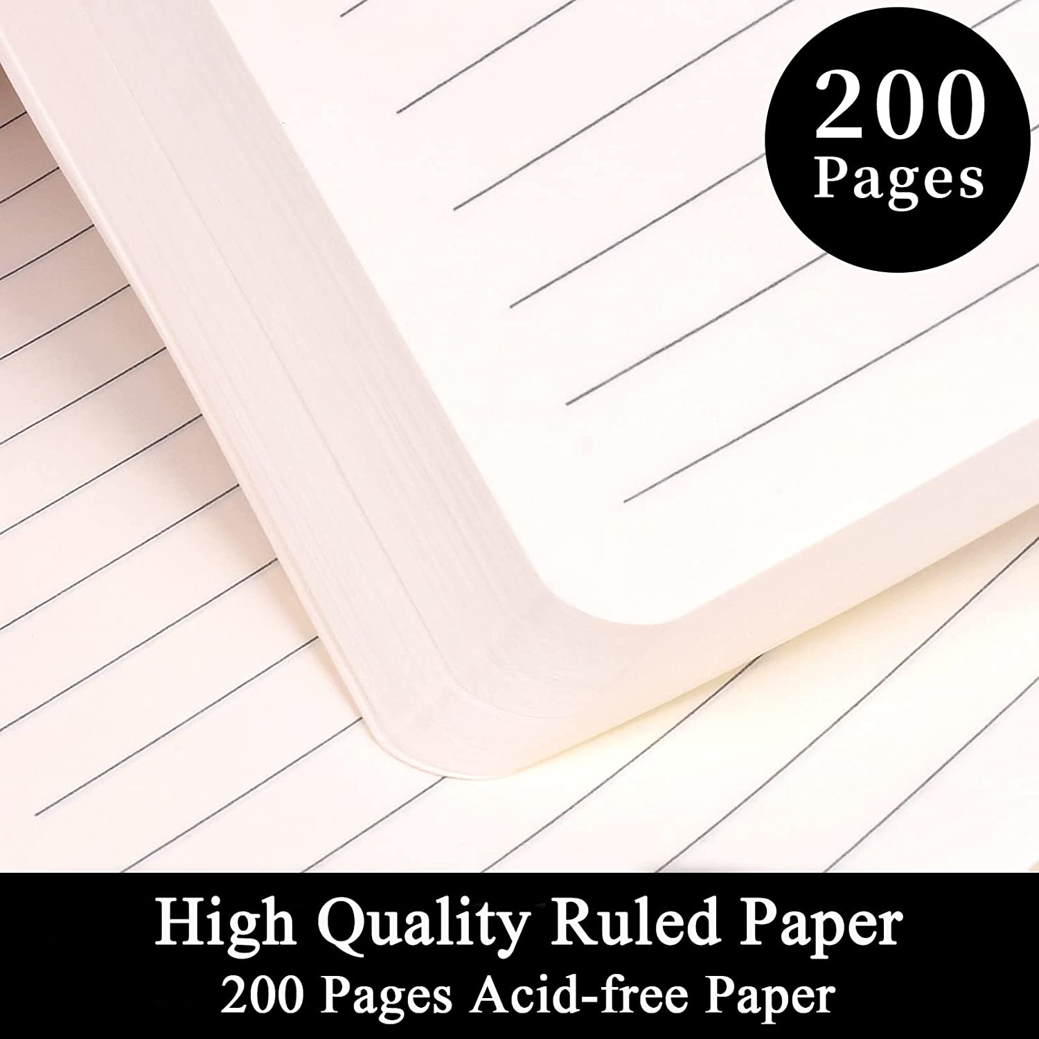 SAYEEC Lined Journal Notebook 1 Pack, A5 Hardcover Notebook for Work with Pockets, 200 Pages Thick Paper, Medium 14 Cm &times; 21 Cm (Blue)