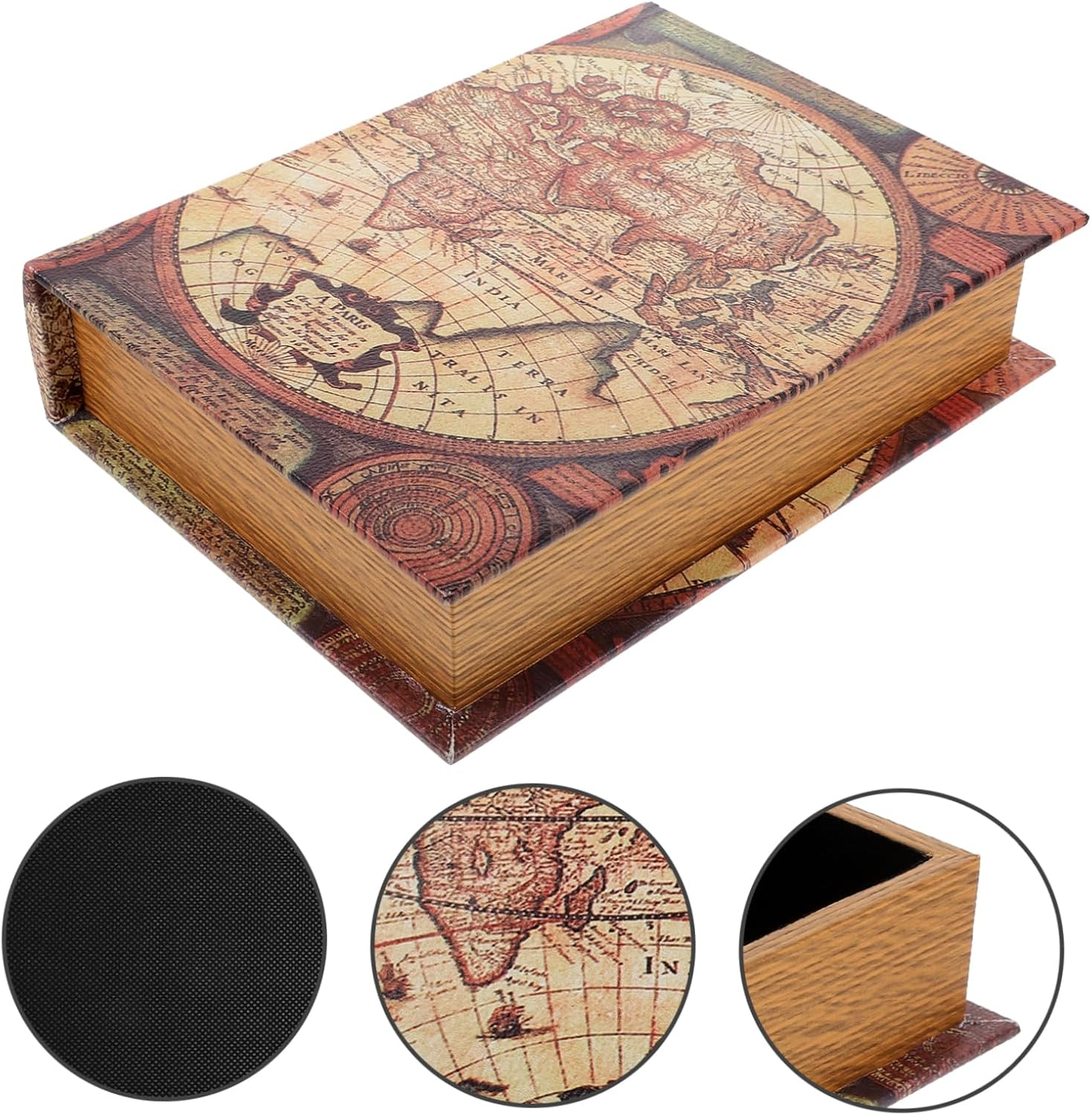 Vaguelly Vintage Faux Book Box Medium Size Rectangular Trinket Storage Box, Antique Style False Book Shaped Organizer, Decorative Bookshelf Prop for Home and Office image number 2