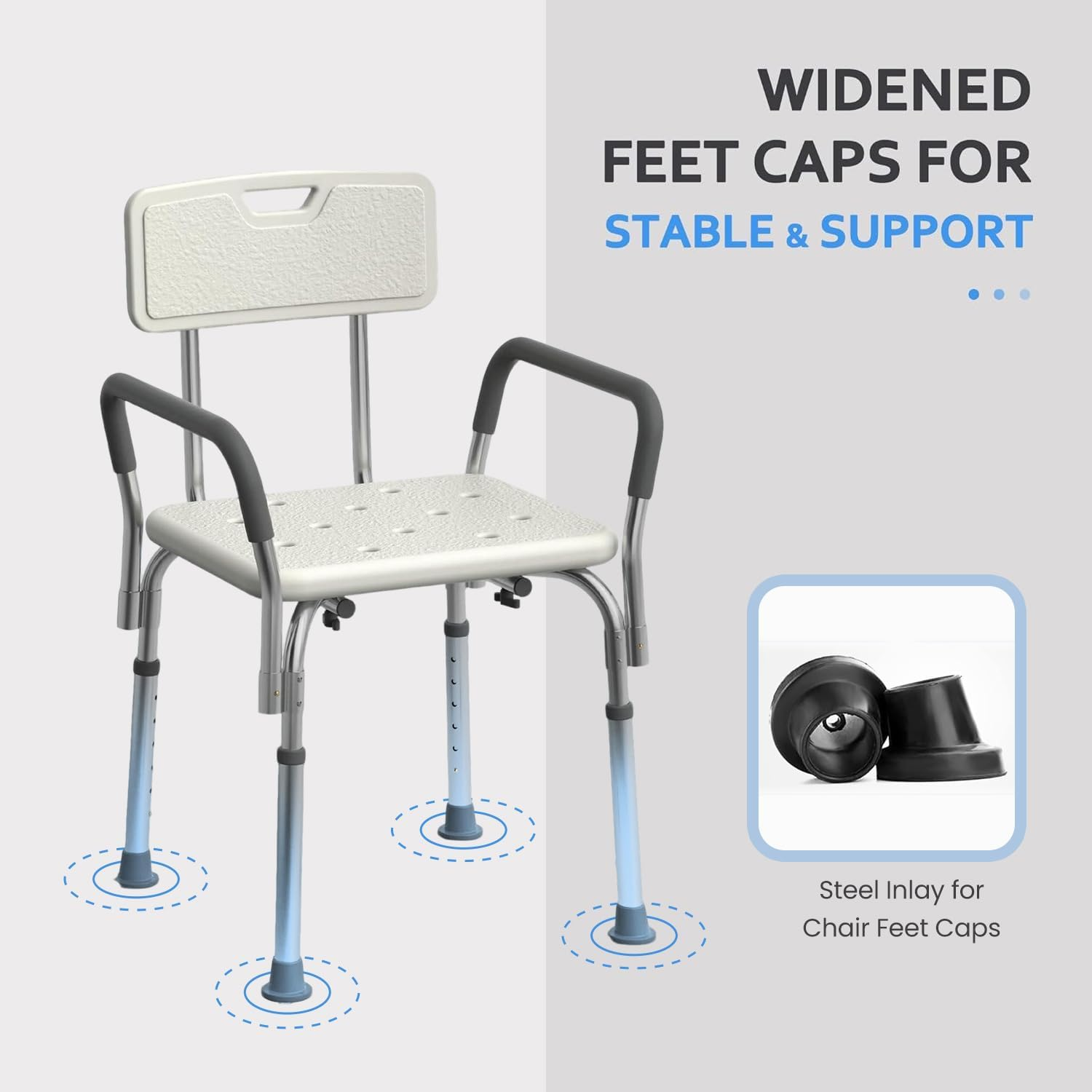 Yuking Shower Chair Seat with Padded Armrests and Back Heavy Duty Shower Chair for Bathtub Slip Resistant Shower Seat with Adjustable Height Shower Chair for inside Shower with 350 Lb Capacity image number 5