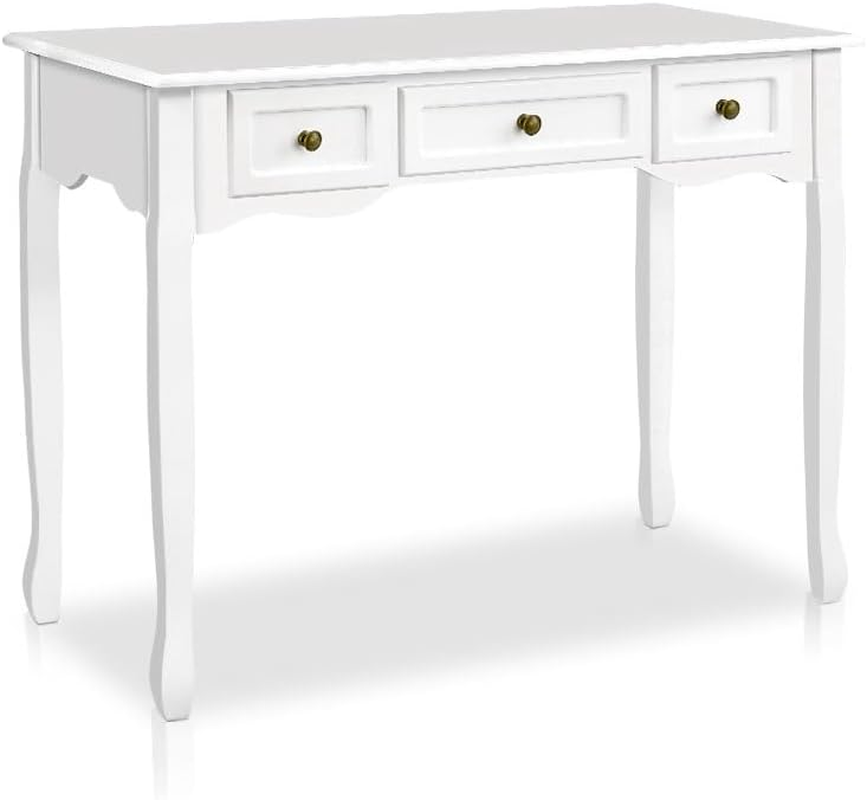 Artiss Console Table, Wood Side Hallway Tables Dressing Vanity Desk Drawers Home Bedroom Office Living Room Entryway Furniture, with 3 Drawer French Provincial Spacious Storage Space White image number 3
