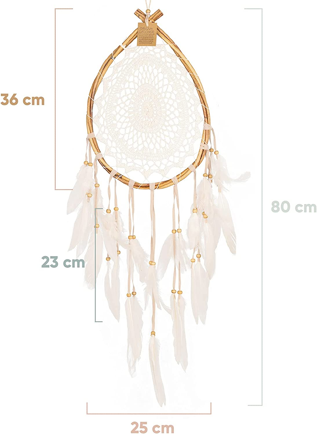 Dream Catcher Wall Hanging Boho Style Dreamcatcher Teardrop Shape Bohemian Decor Item Hand Crafted Weddings Crochet Hippie Gypsy Style Wall Hanger Decoration Bedroom Ornament Hand Made 24Cm X 80Cm image number 5