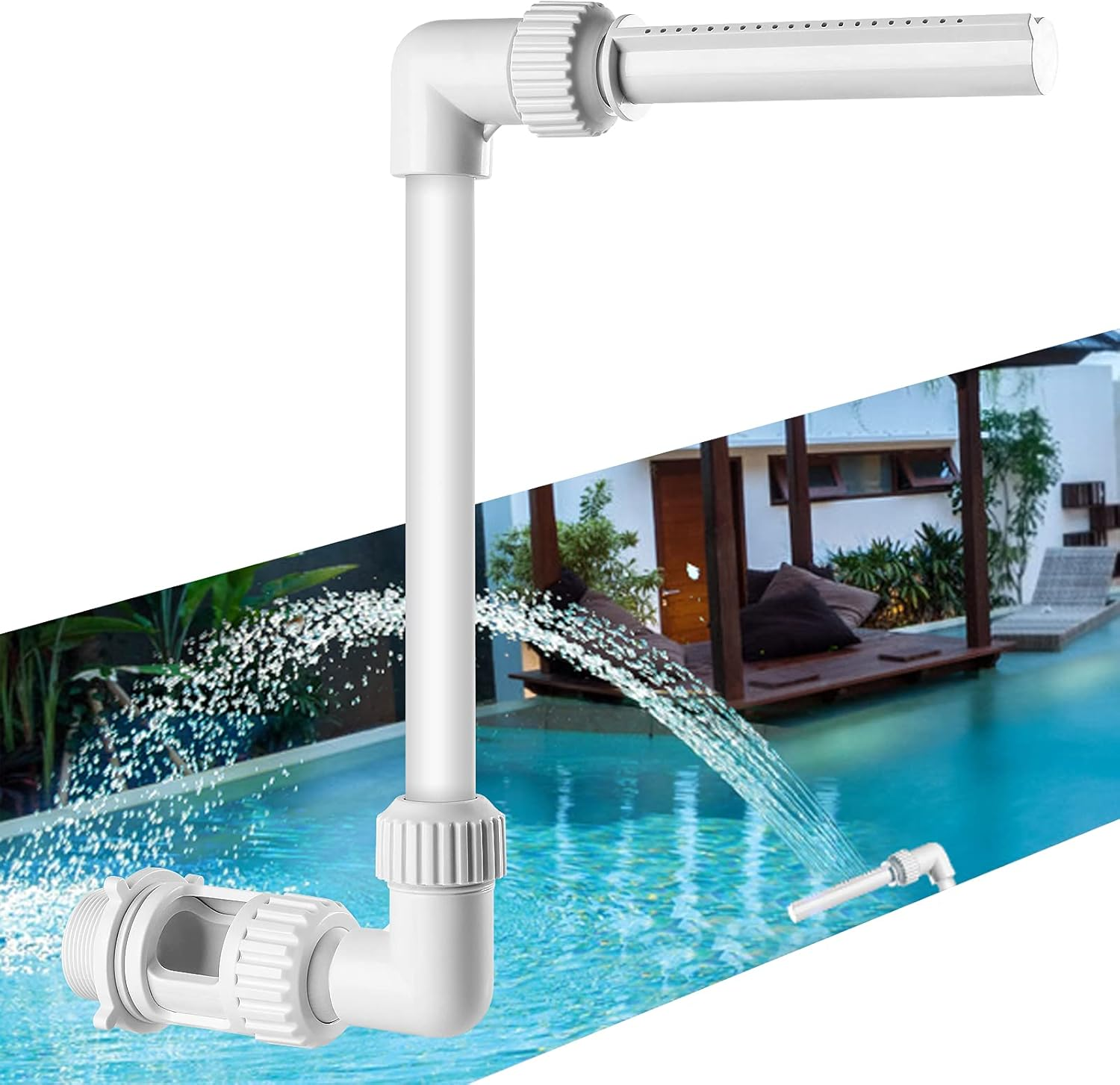 Pool Fountain Waterfall Spray, Briidea Adjustable Water Fun Sprinklers Cool Pool Accessories Decor, Fits Most 1.5" in Ground & above Ground Return Jets image number 3