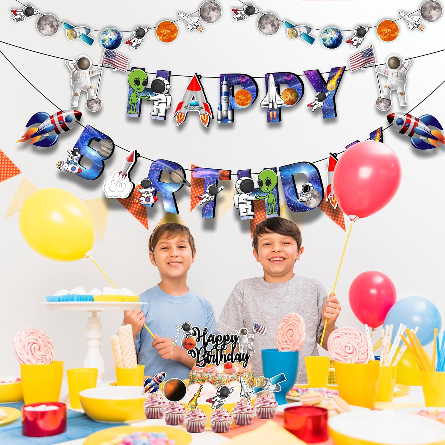 Space Astronaut-Theme Birthday Party Supplies Bring Adventure and Fun to Celebrations. Perfect for Kids&rsquo; Birthdays and Space-Themed Events. image number 6
