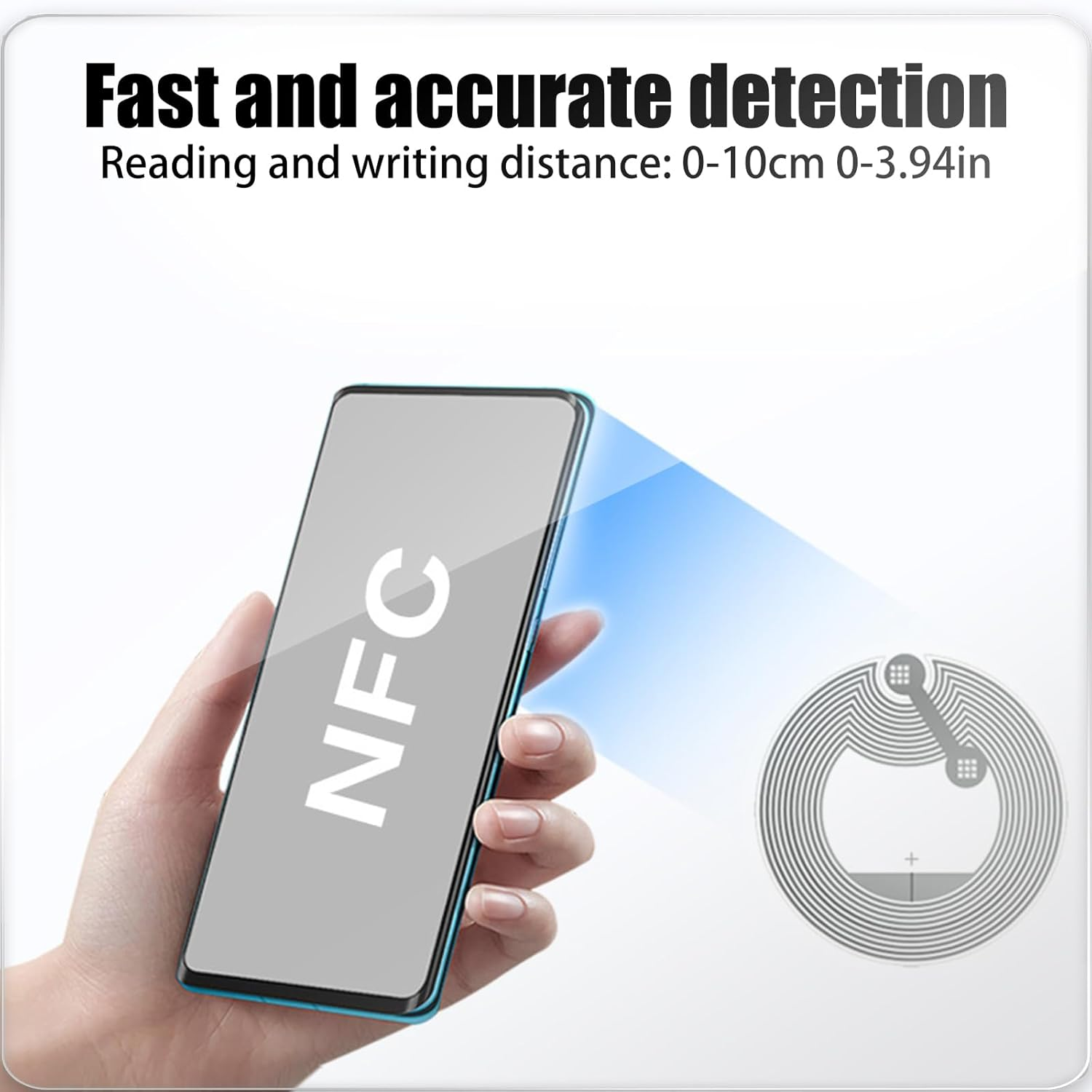 Supcomsta 50Pcs NFC Tags, NFC Stickers Ntag 215 NFC Tag, Compatible with Tagmo & Amiibo, NFC Tags Iphone/Android, Round, White image number 5