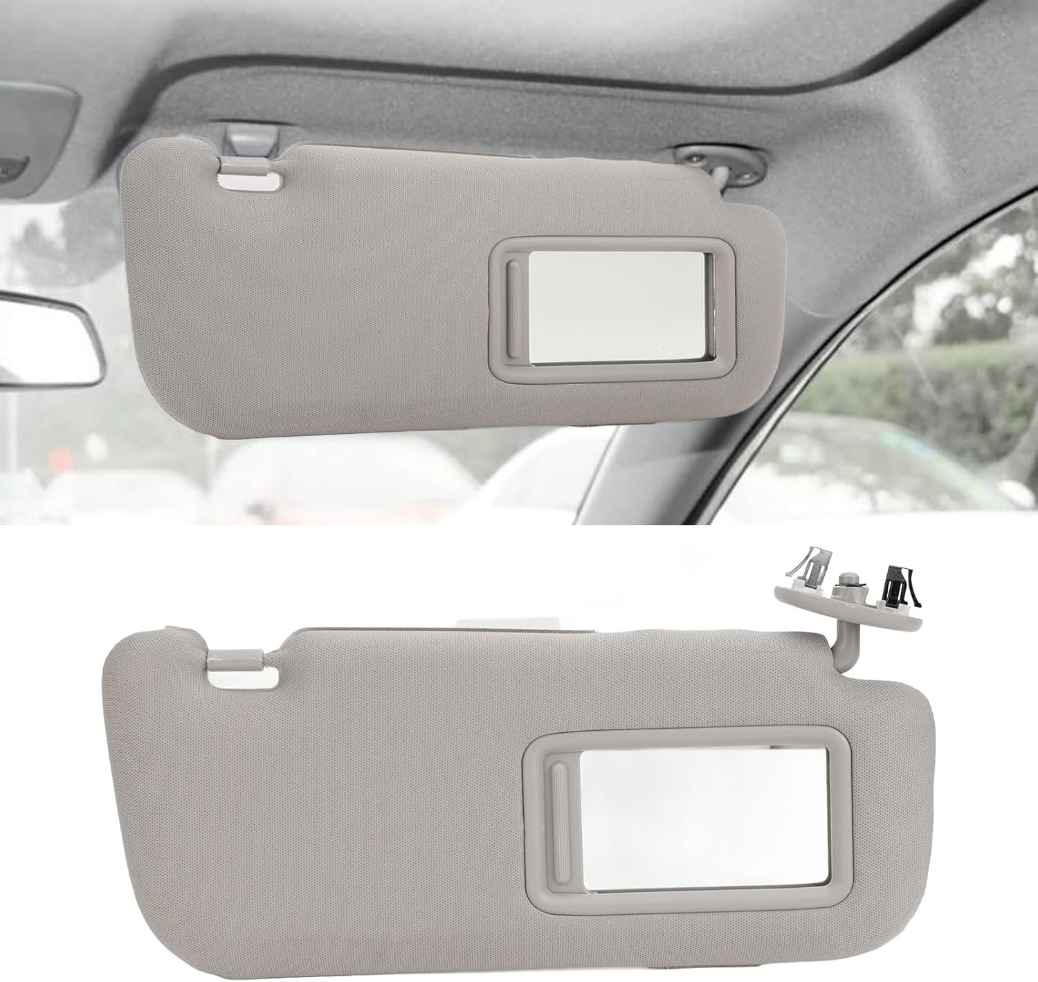 Car Sun Visor for Corolla 2007-2013, Fabric Grey Sun Shielding Visor Mirror, Sun Visor with Makeup Mirror, Sun Visor for Car, anti Glare and UV (Right 74310‑02F60‑E0) image number 6