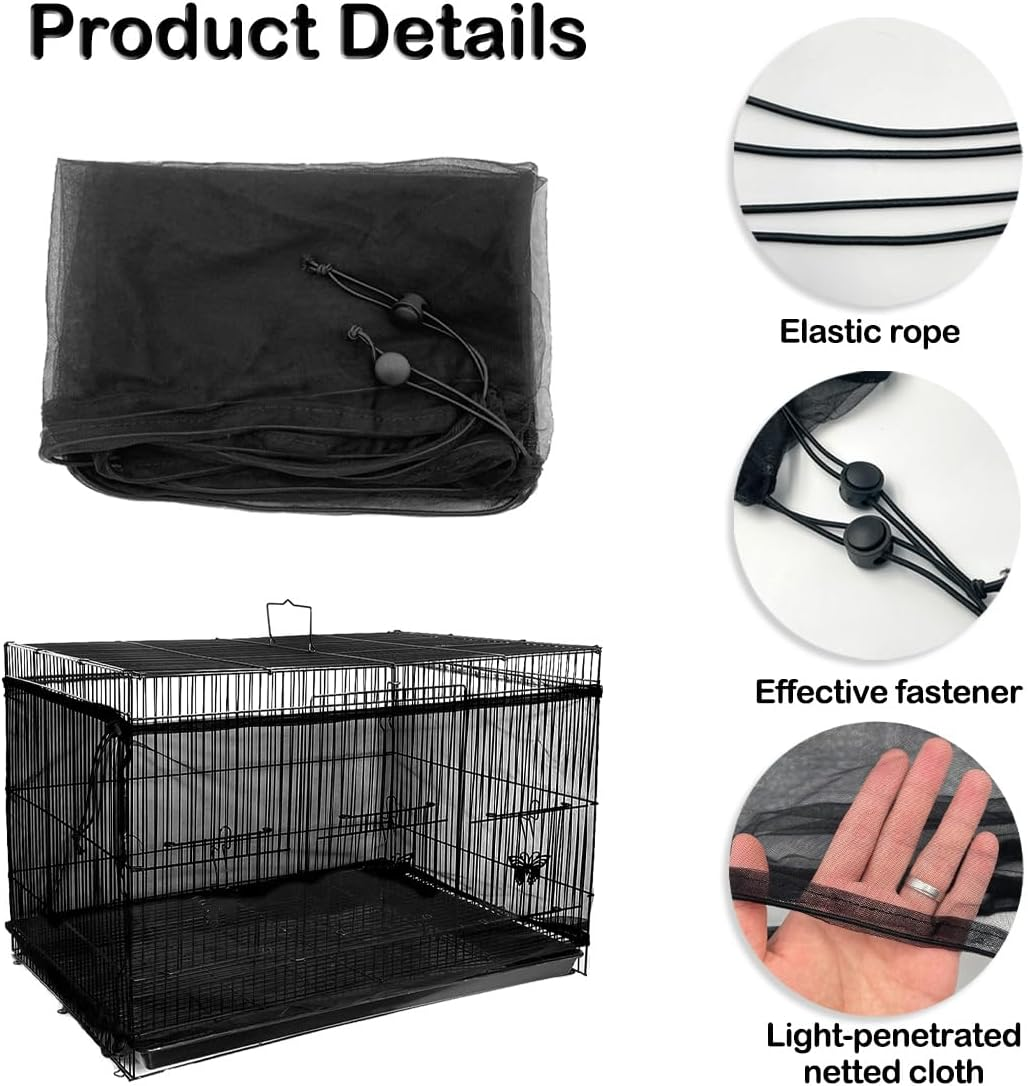 LICQIC Bird Cage Seed Catcher, Adjustable Birdcage Cover, Stretchy Bird Cage Cover (Black, 118.1 X 15 Inch/ 300 X 37 Cm) image number 5