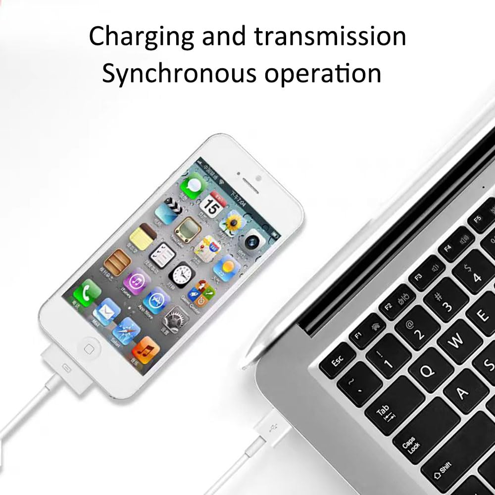 30 Pin Charger Cable, Compatible with Iphone 4/4S/3G/3Gs, Ipad 1/2/3, Ipod Classic/Nano/Touch - Old Ipad Charger, Ipod Charger Cable, Sync & Data Cable (1M) image number 2