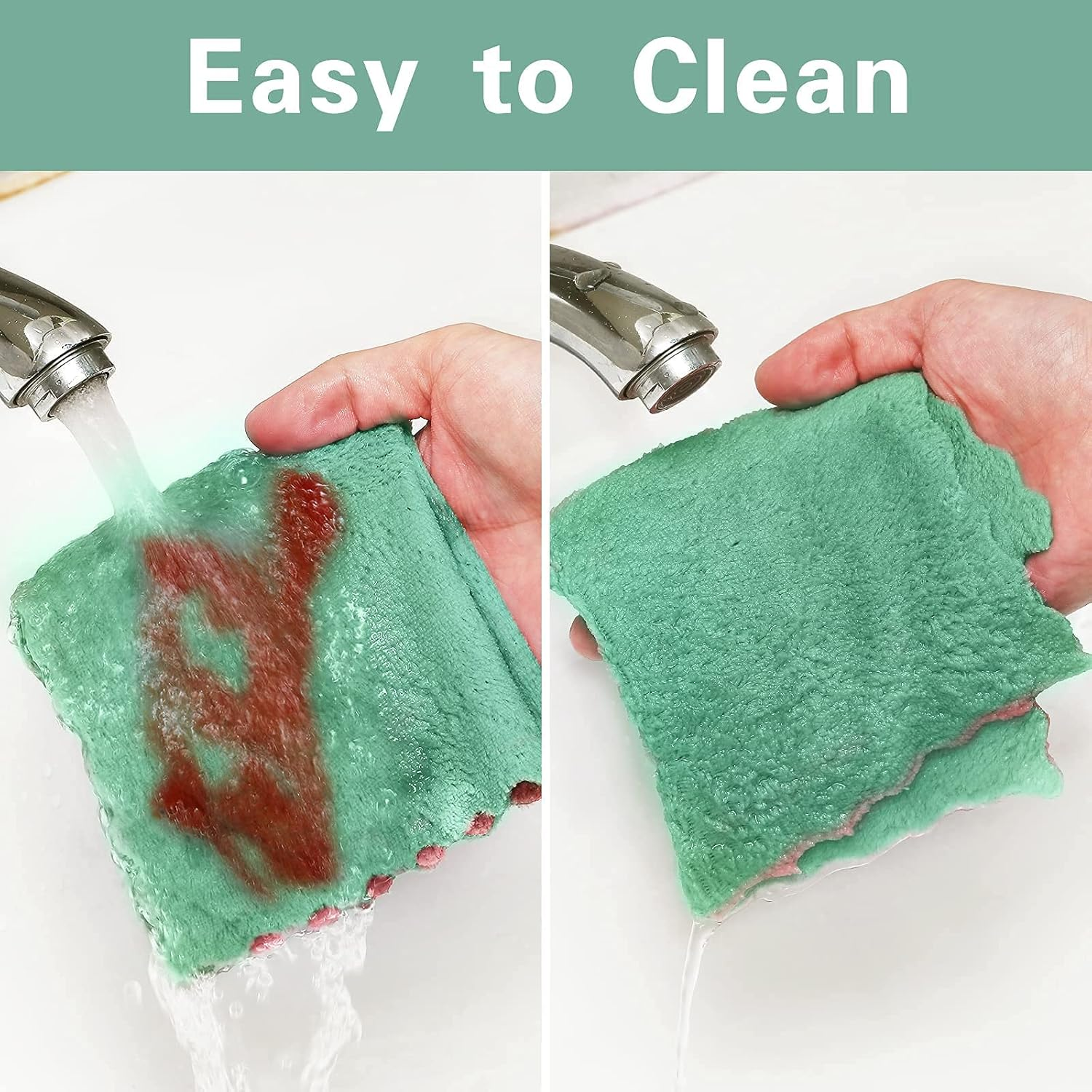 10 Pack Kitchen Dishcloths - Super Absorbent Coral Velvet Dish Cloths, 25 X 25 CM Lint-Free No Odor Microfiber Cleaning Cloth Fast Drying Dish Rags, Reusable Household Cleaning Cloths image number 1