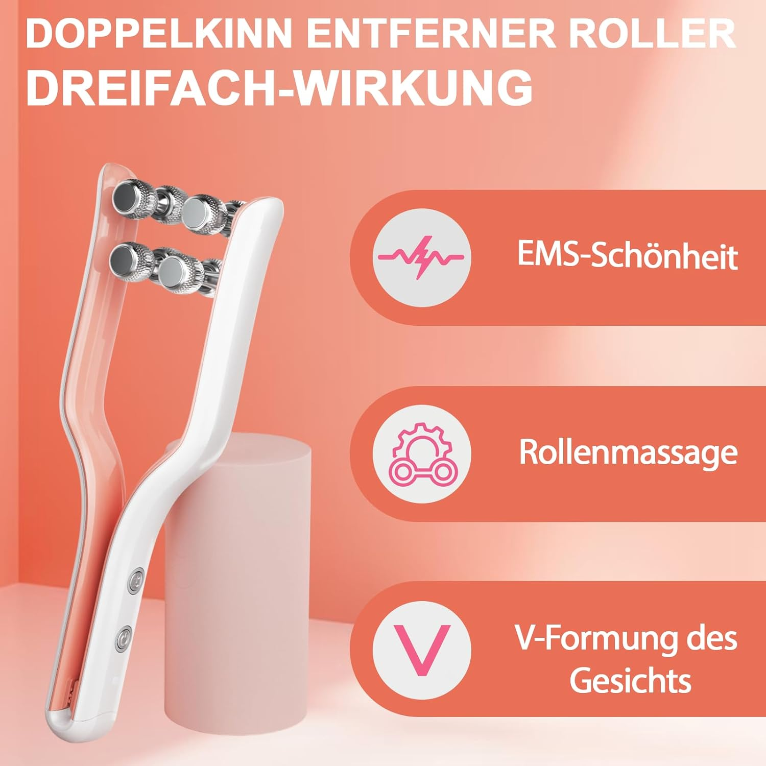Double Chin Remover Roller Smbrige V-Face Lifting Device, 3 EMS Modes Face Massager, Double Chin Firmer for Anti-Wrinkles Farewell to Large and Small Faces Facial Slimming image number 5
