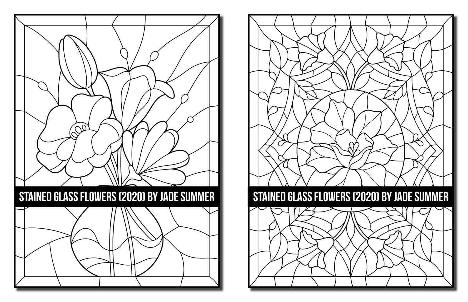 Stained Glass Flowers: an Adult Coloring Book with 50 Beautiful Flower Designs for Relaxation and Stress Relief image number 2