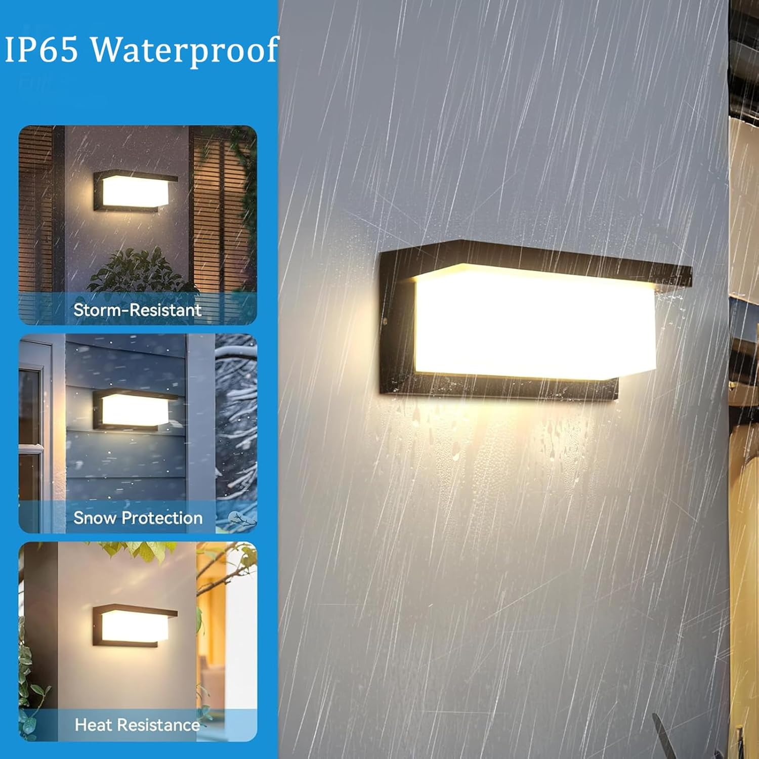 LED Outdoor Wall Light with Motion Sensor Wall Lamp IP65 Waterproof Wall Sconce Aluminium Fixtures Black Modern Indoor Courtyard Garden Terrace Patio Villa Corridor 3000K/6500K (White Light,30Cm 50W) image number 1