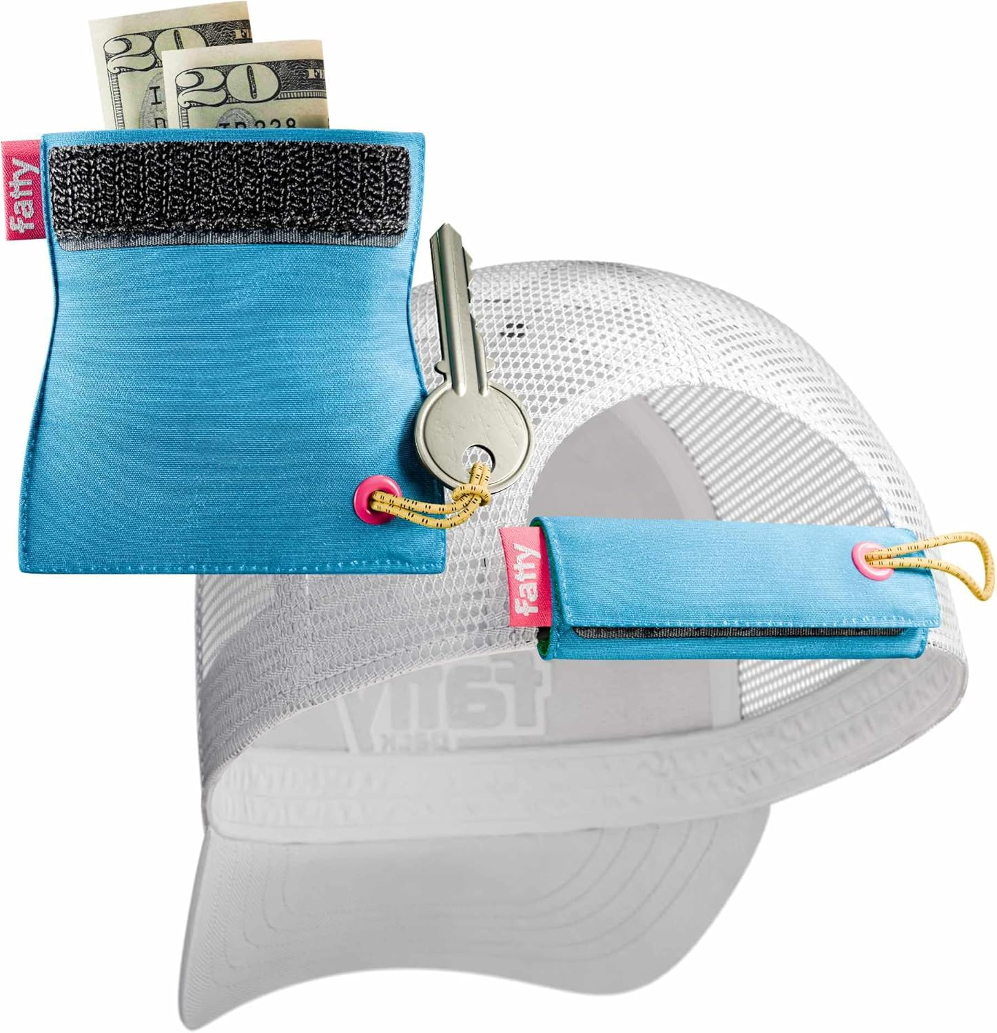 FATTYPACK a Fanny Pack for Your Hat - Attachable Storage Pocket for Hats - Store Cash, Medicine, Gum, Keys, Pencils, Pens, Golf Tees, Glasses, Etc. - Wallet, Money Bag, Pouch (Black/Black)