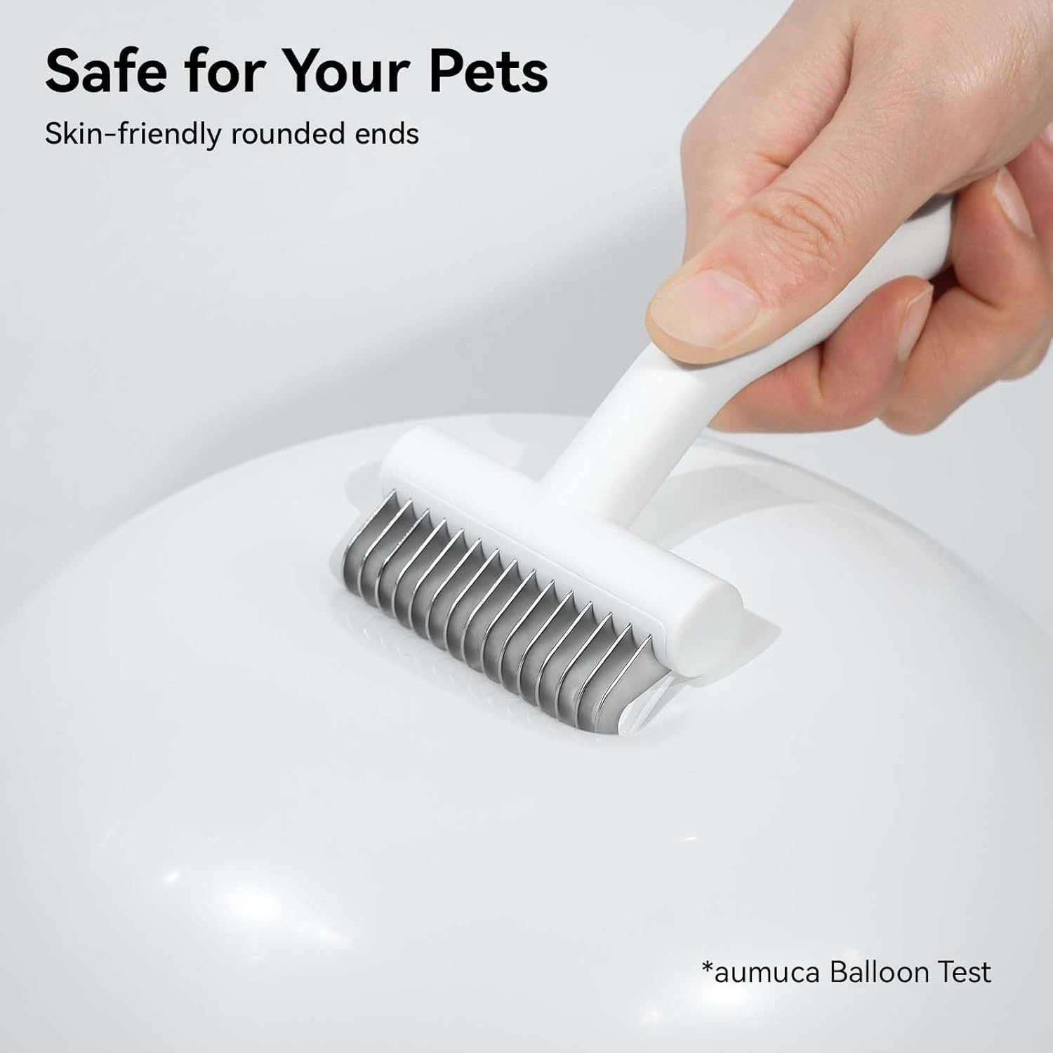 Aumuca Cat Grooming Brush for Long Hair Cats, Cat Deshedding Comb for Pet, Undercoat Rake and Dematting Brush Remove Loose and Matted Fur, Flying Hair Removing Tools for Puppy, White image number 4