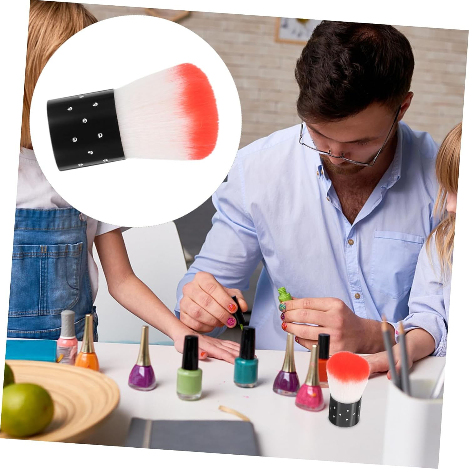 MOTHNUR 2Pcs Dip Powder Nail Brush Soft Bristle for Cleaning Nail Art Dust Brush for Home Use Random Color image number 4