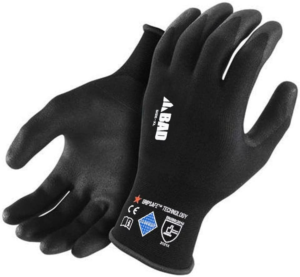 BAD WORKWEAR Unisex Stealth Nitrile Grip-Safe Work Gloves image number 2