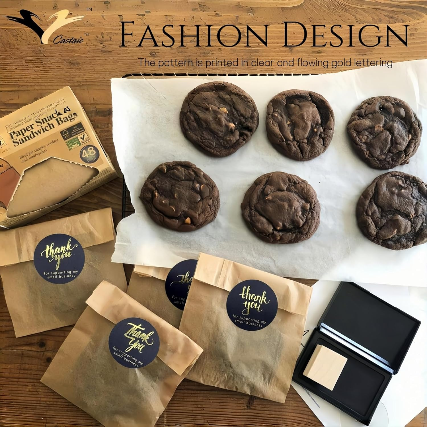 Castaic 500Pcs,1.5 Inch round &ldquo;Thank You&rdquo; Stickers, Business Labels Stickers for Gifts Bags, Envelopes, Packing, Wedding and Others (Black) image number 3