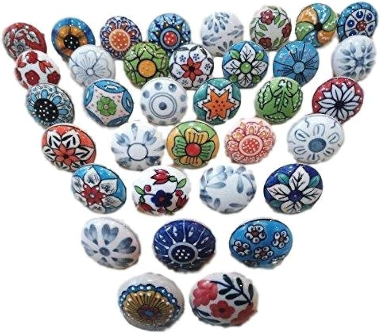 20 X Mix Vintage Look Flower Ceramic Knobs Door Handle Cabinet Drawer Cupboard Pull