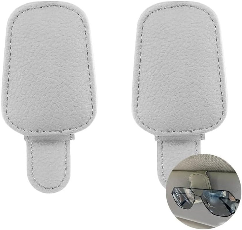 2 Pcs Sunglass Holder for Car,Magnetic Leather Sunglasses Holder and Ticket Card Clip,Leather Sunglass Visor Clips,Car Sunglass Holder Visor Clip Magnetic Leather Sun Glasses Eyeglass Hanger (Gray) image number 6