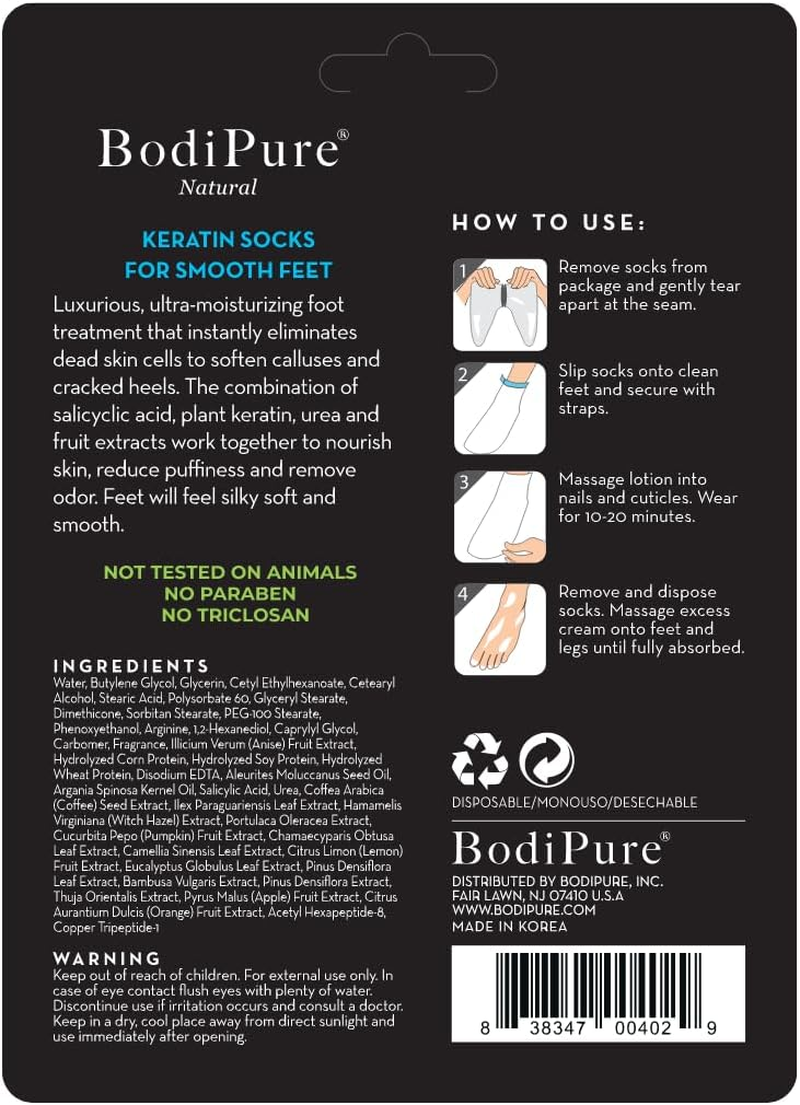 4 Pack Keratin Socks Premium Foot Mask by Bodipure