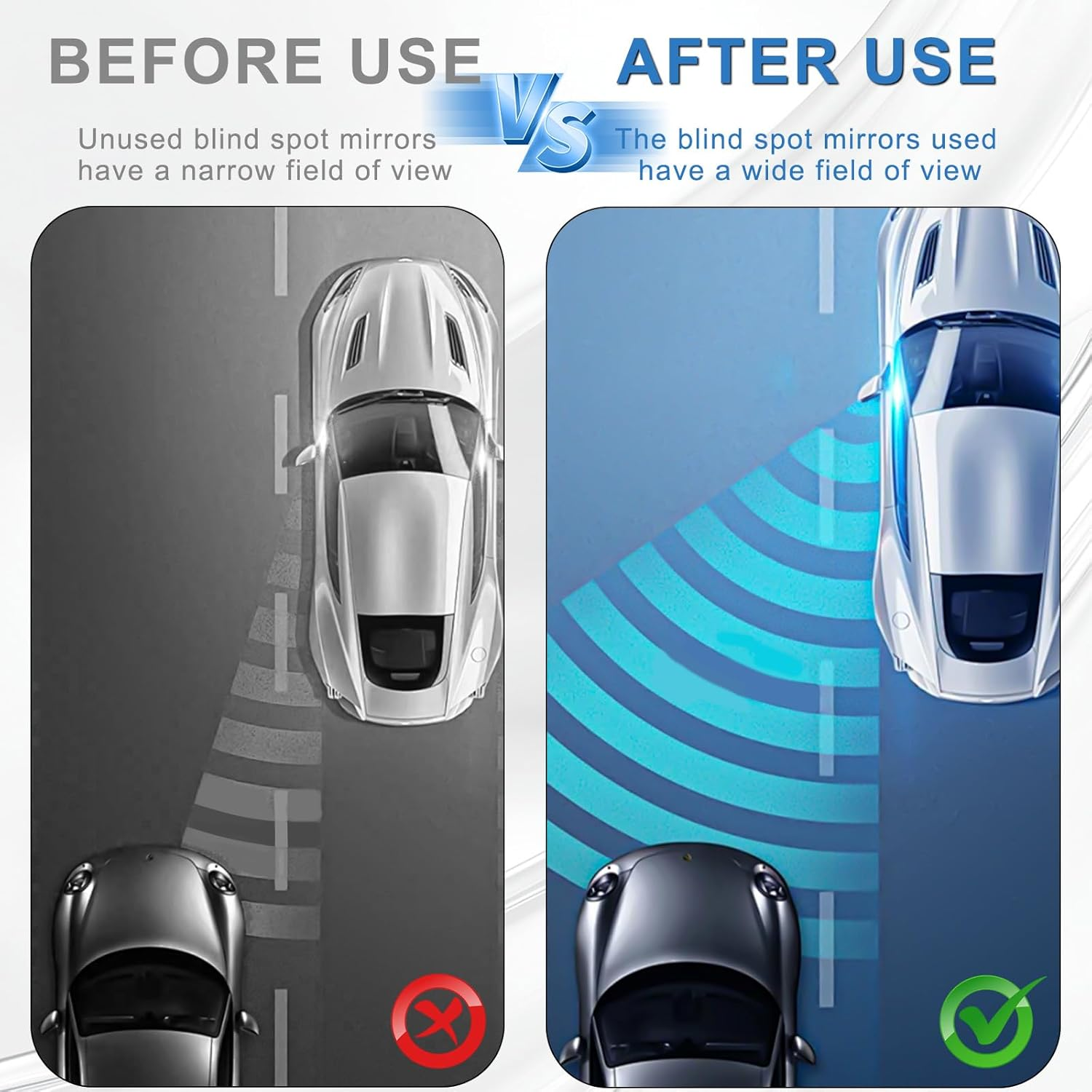 Blind Spot Mirror, 2" round Frameless Convex Rear View Mirror, 360 Degree Rotatable Car Blind Spot Mirror for Cars SUV Trucks, Pack of 2 image number 5