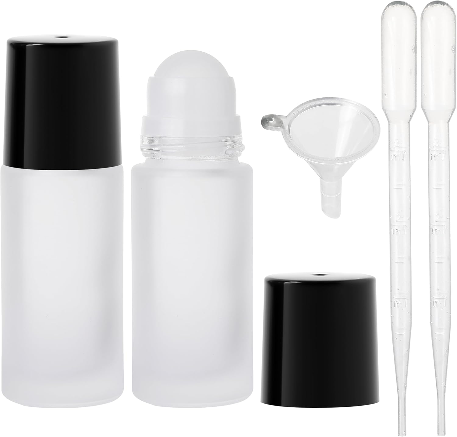 SESENSE Essential Oil Roller Bottles, 2PCS (50Ml/30Ml) Thick Glass Perfume Roller Bottles with Funnel and Dropper Glass Empty Bottles Beauty and Personal Care Tools for Fragrance (Amber, 50ML)