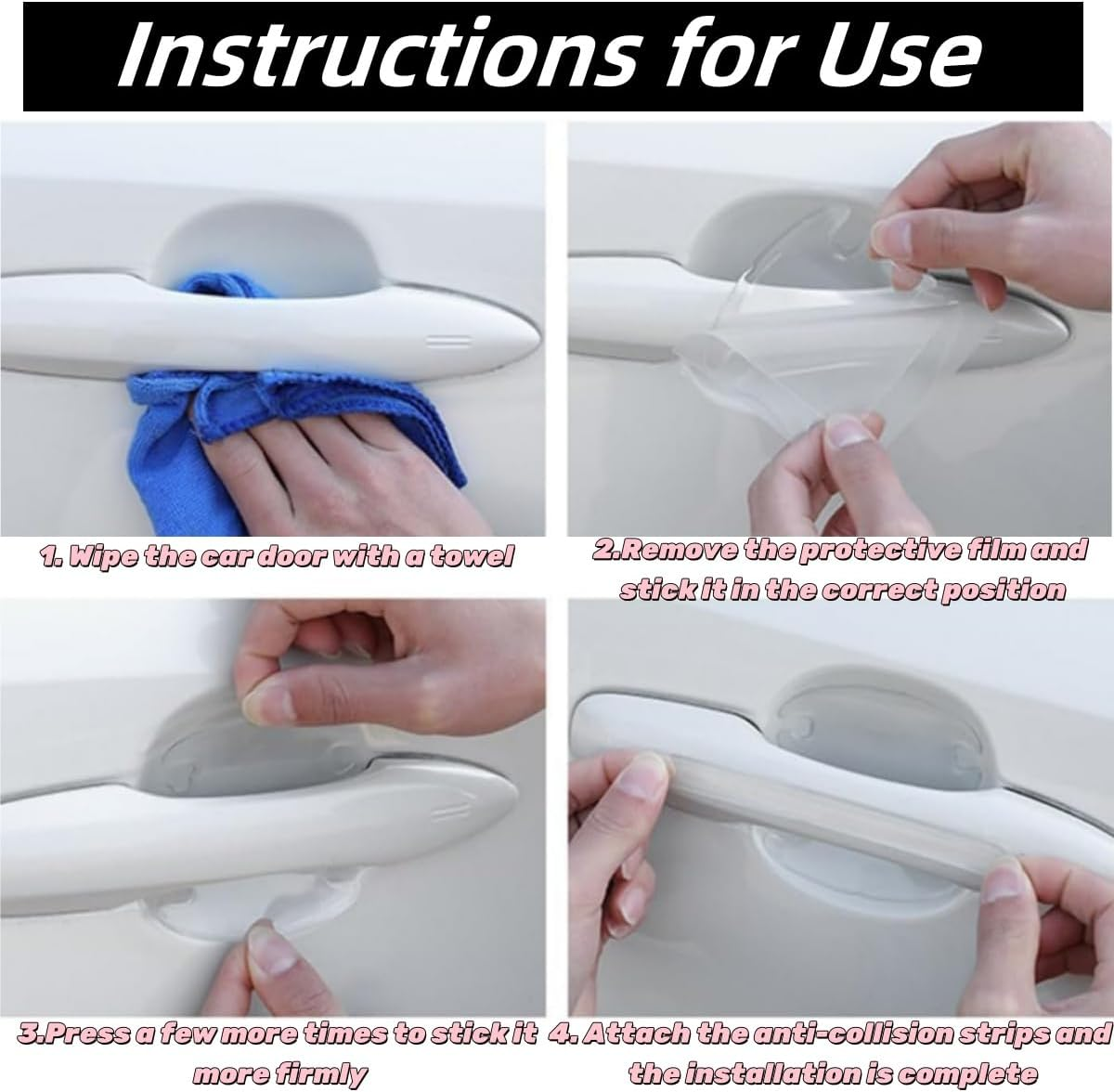 8 Pieces Transparent Door Handle Protection Sticker Set,Anti-Scratch Cup Coating, Universal Design, Paint and Bowl Protection, Car Protector Invisible Film image number 2
