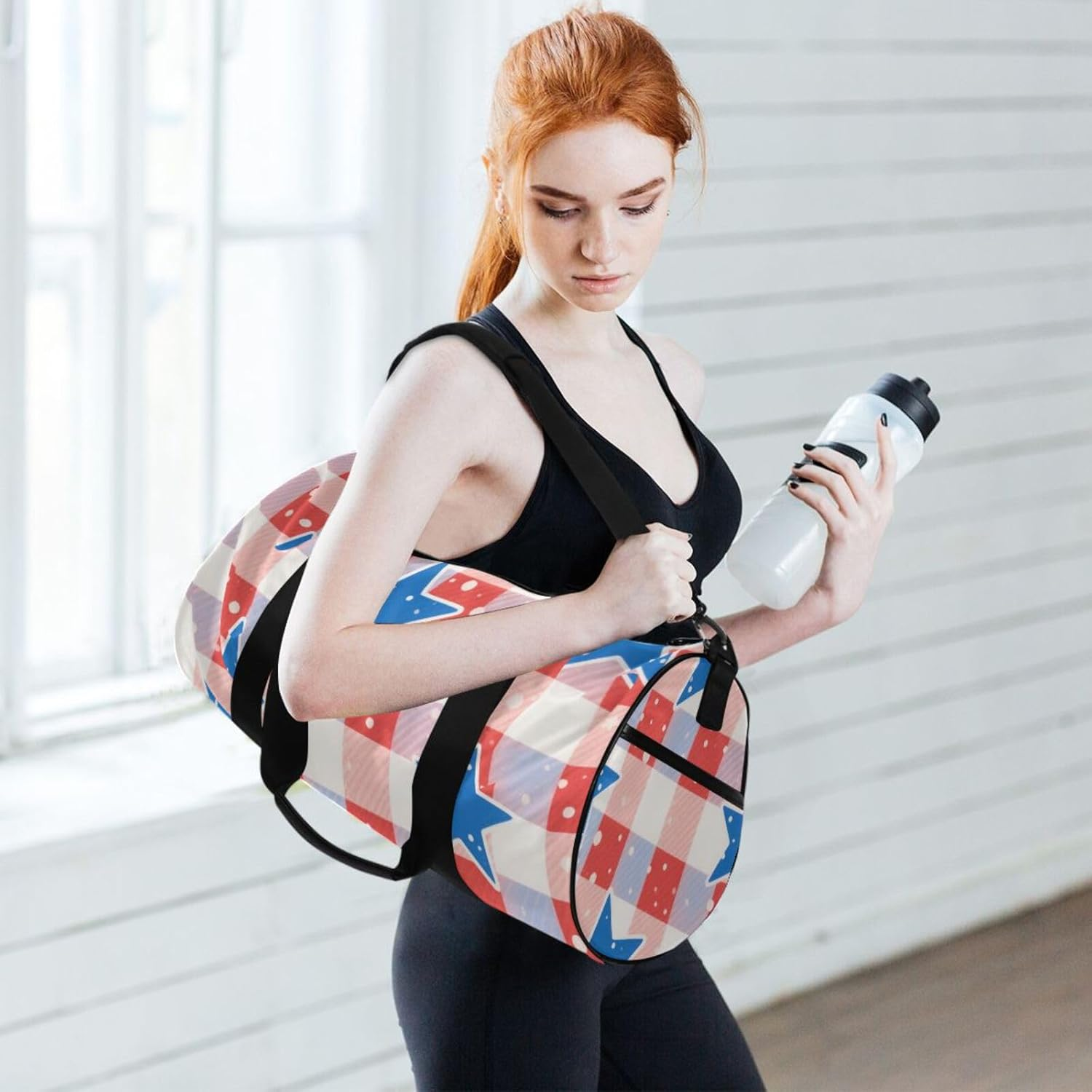 Independence Day Buffalo Stars Travel Hand Bag Travel Weekender Gear Bag Airplane Traveling Large Capacity image number 5