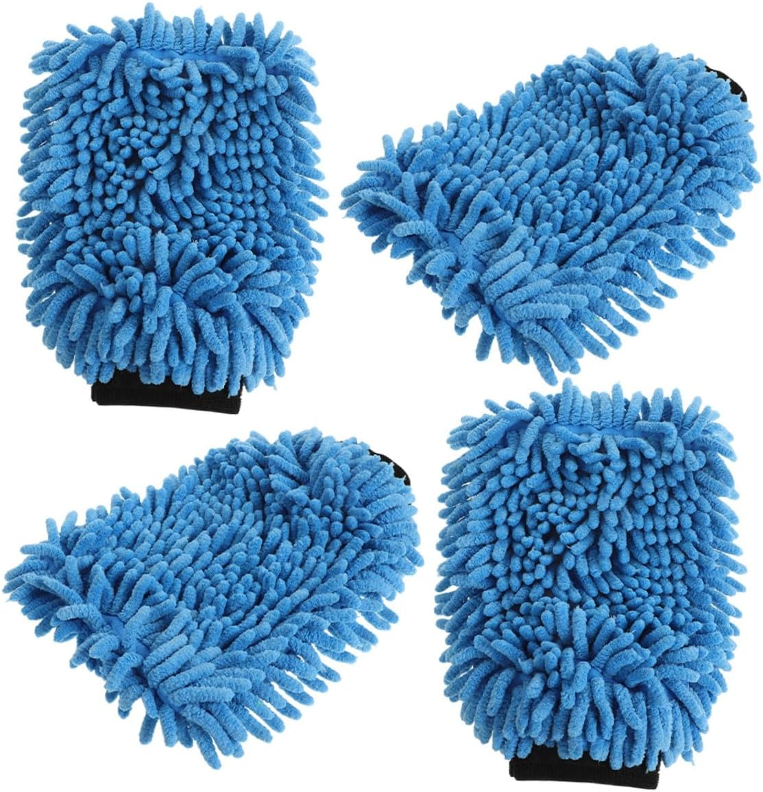 NESTINGHO 4Pcs Automotive Wash Mitts Soft Microfiber Chenille Car Cleaning Gloves with Thick Sponge Core Highly Absorbent and Ergonomic for Cars Trucks Boats Detailing image number 6