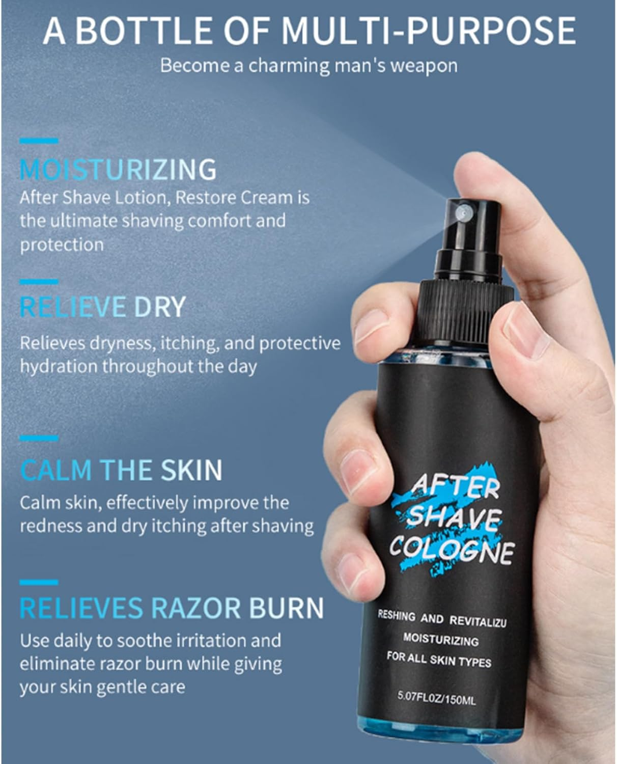 Moggemol Post Shave Facial Toner for Men, 150Ml Calming Spray with Oil Control and Dryness Relief Black One Size