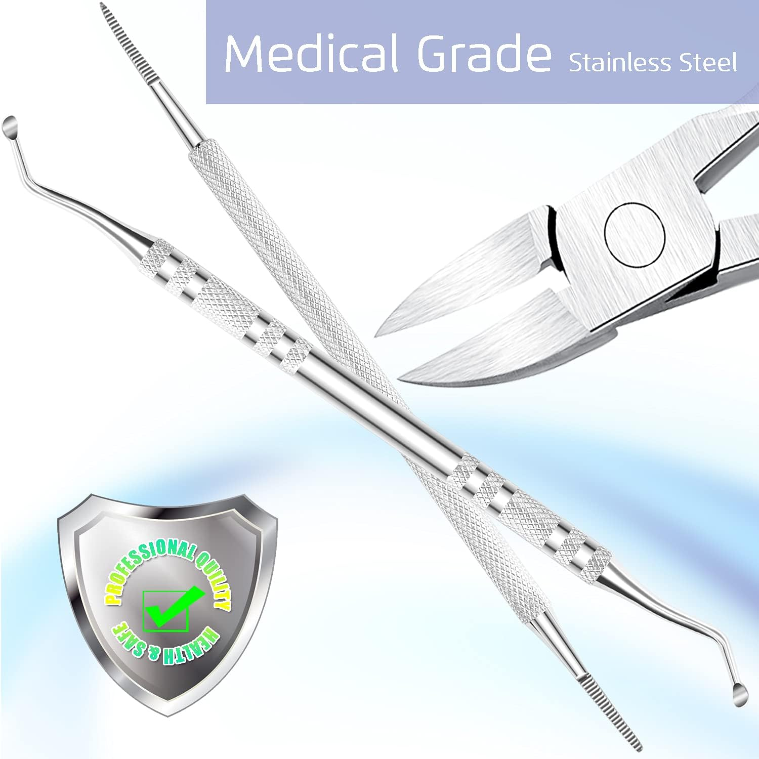 3PCS Ingrown Toenail Remover, Toe Nail Cutter, Nail Clipper, Lifter and File, Pedicure Tools, Nail Treatment Foot Set, Surgery Grade Stainless Steel, for Onychomycosis Paronychia image number 1