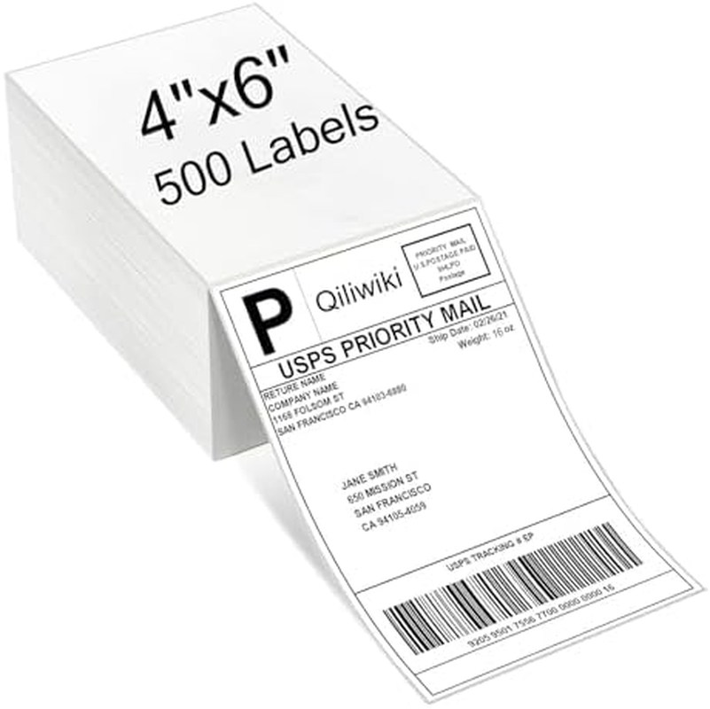 Thermal Labels, Pack of 500 4X6 Thermal Labels Fanfold, Suitable for Most Thermal Printers,1 Stack image number 3