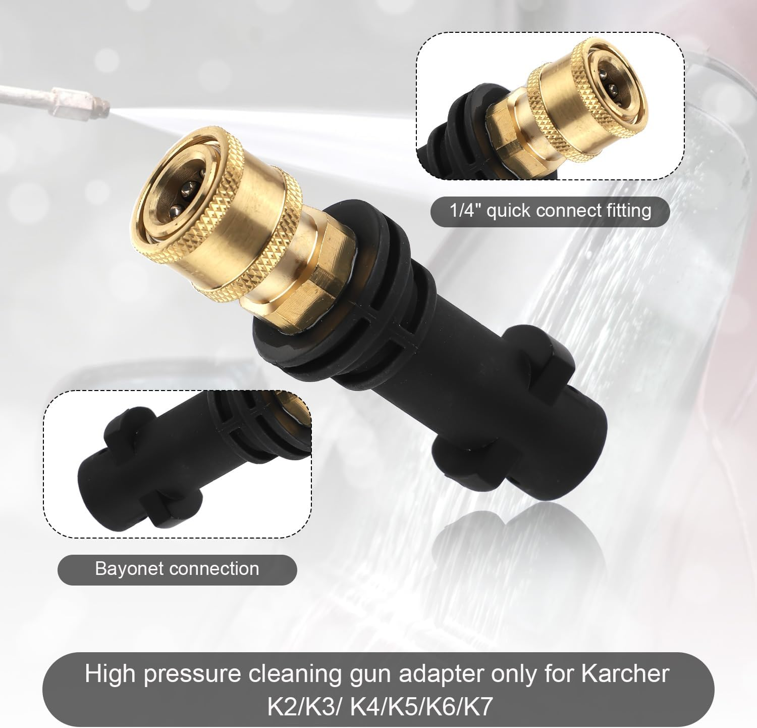 Gosknor Pressure Washer Adapter, 1/4 Inch High Pressure Cleaning Adapter with 5 Power Washer Spray Nozzle Tips Quick-Connect Pressure Washer Replacement Compatible with Karcher Pressure Washer image number 5