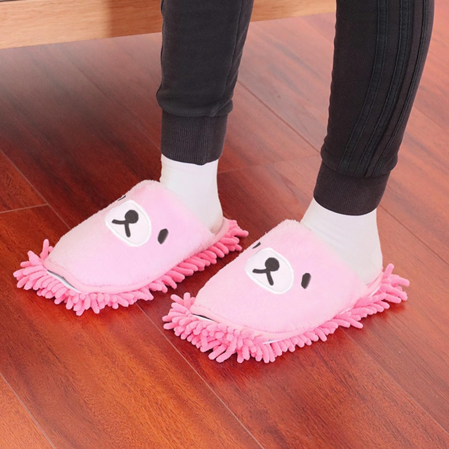 Jsleid Microfibre Sole Floor Cleaning, Cleaning Slippers, Floor Mop Slippers, Floor Cleaner Shoe Mop Slippers, Floor Cleaner Shoe Mop, for Cleaning Floors, Windows, Bathrooms, Pink, 9.5 AU image number 4