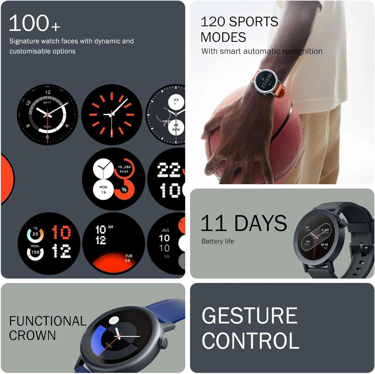 2025 New CMF by Nothing Watch Pro 2 Smartwatch, Fitness Tracker with Heart Rate, Monitoring,120 Sports Model, Bluetooth Calls with AI Noise Reduction, IP68 Waterproof with GPS for Android Ios Ash Grey image number 3