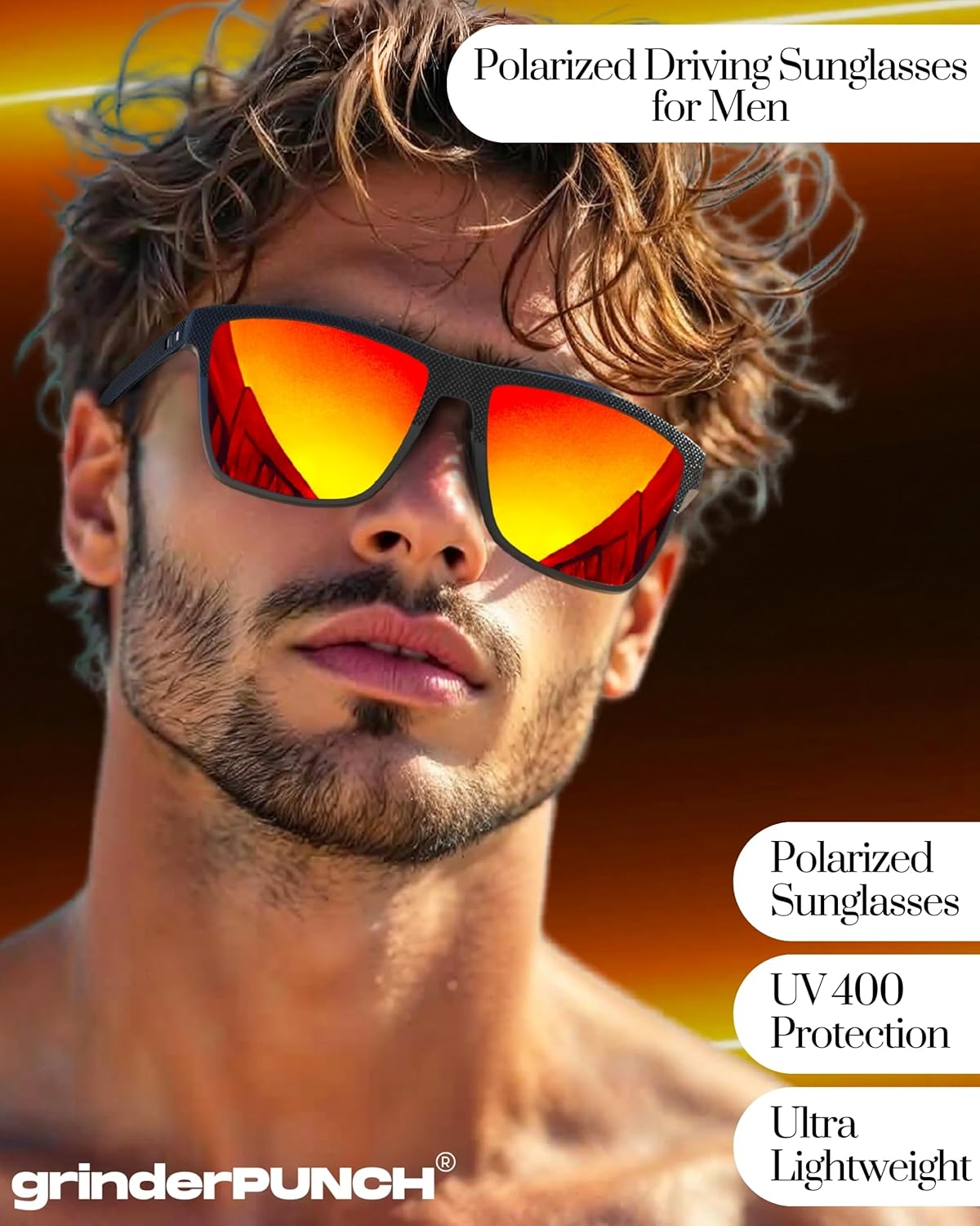 Grinderpunch Polarized Driving Sunglasses for Men and Women UV Protection Lightweight UV400 Protection anti Glare Square Sun Glasses - 2 Pack Black  Blue Polarized image number 7