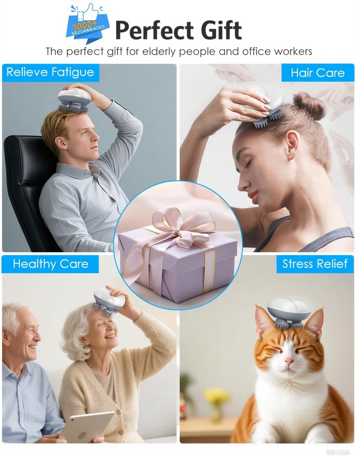 Olipiter Upgraded Handheld Electric Pet Massager for Dogs and Cats (White), Electric Scalp Massager image number 3